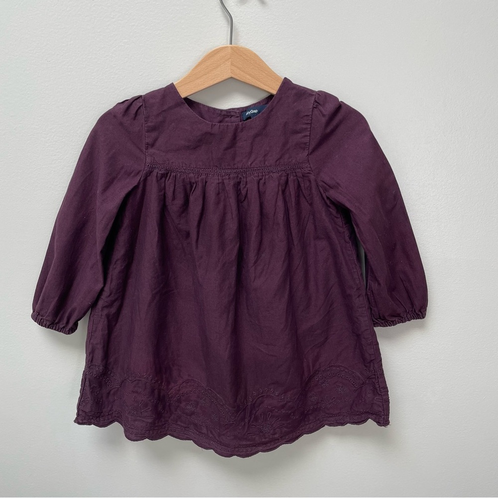 Baby Gap tunic blouse, lined, scallop edge, embroidered